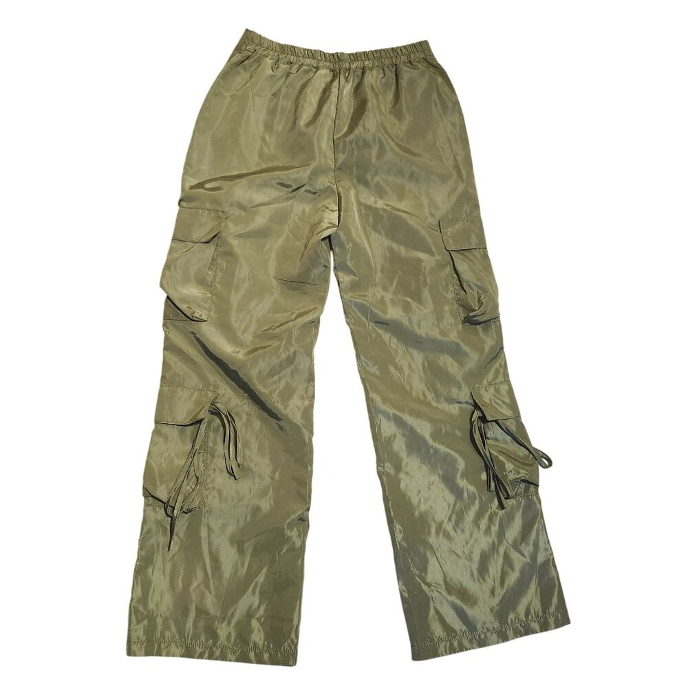 Micas Women's Large Green Cargo Pants Wide Leg Lightweight Casual Streetwear - Picture 11 of 14